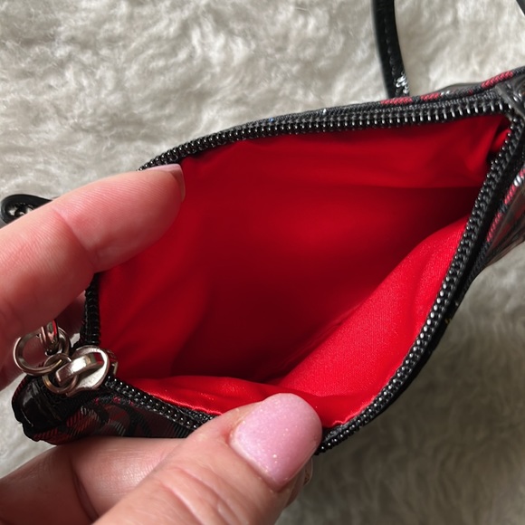 NWT COACH Tartan plaid signature holiday top zip wristlet - Picture 5 of 10